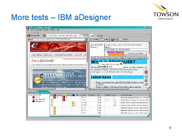 More tests – IBM a. Designer 9 