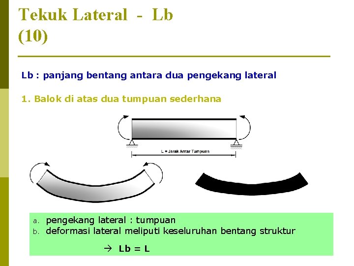 Tekuk Lateral - Lb (10) Lb : panjang bentang antara dua pengekang lateral 1.