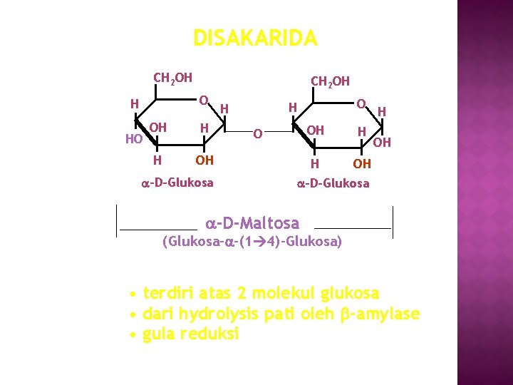 DISAKARIDA CH 2 OH O H HO OH H H OH a-D-Glukosa O H