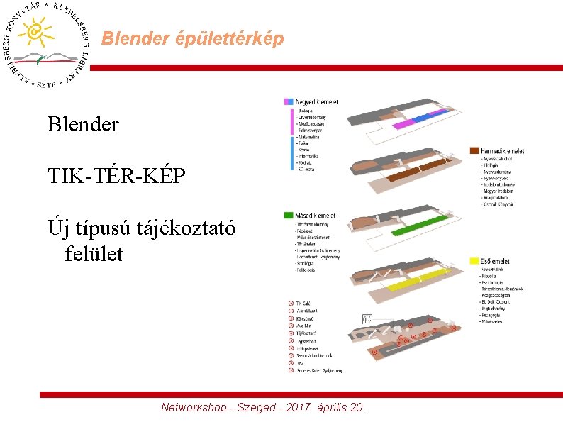 Blender épülettérkép Blender TIK-TÉR-KÉP Új típusú tájékoztató felület Networkshop - Szeged - 2017. április