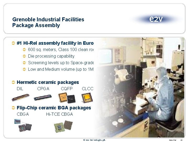 Grenoble Industrial Facilities Package Assembly Ü #1 Hi-Rel assembly facility in Europe Ü 600