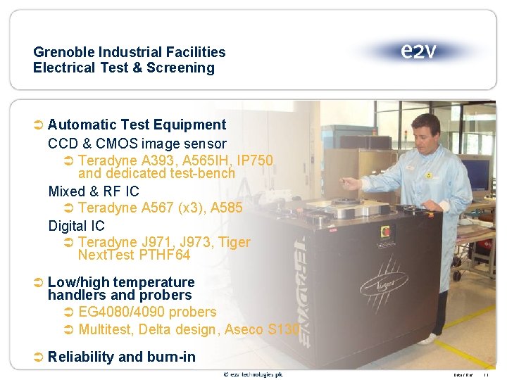 Grenoble Industrial Facilities Electrical Test & Screening Ü Automatic Test Equipment CCD & CMOS