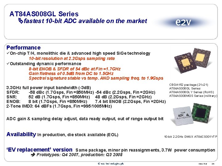 AT 84 AS 008 GL Series fastest 10 -bit ADC available on the market