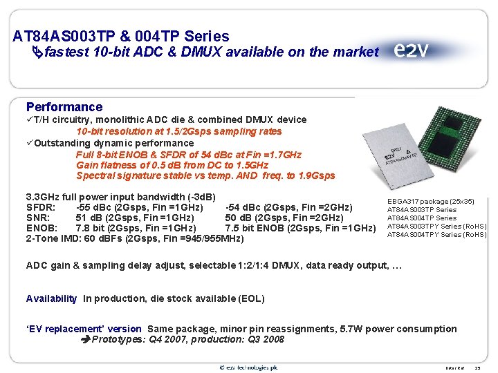 AT 84 AS 003 TP & 004 TP Series fastest 10 -bit ADC &