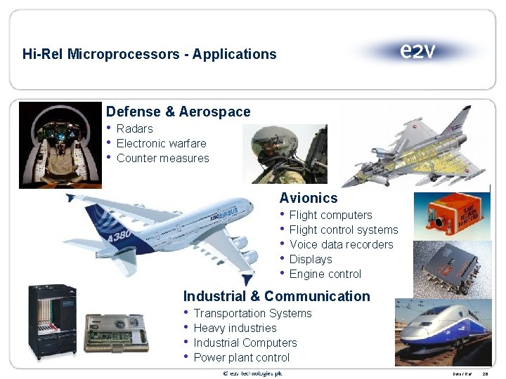 Hi-Rel Microprocessors - Applications Defense & Aerospace • • • Radars Electronic warfare Counter