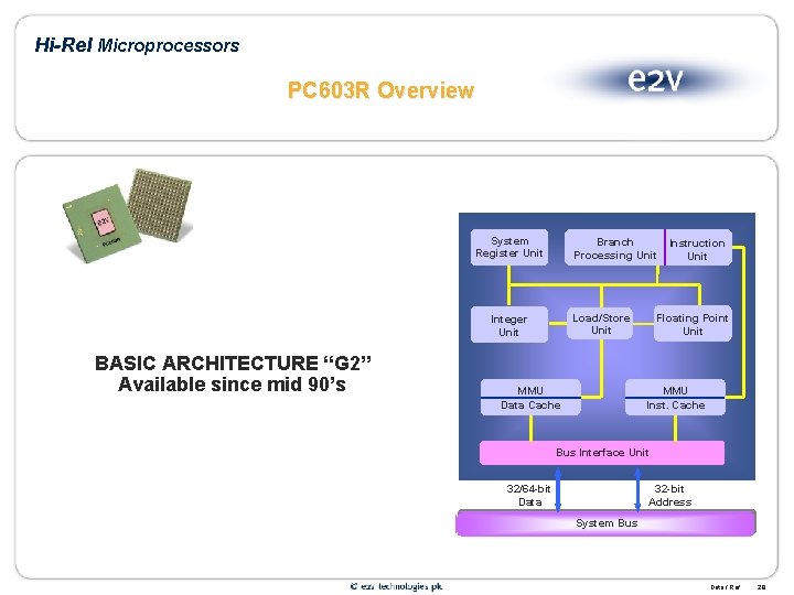 Hi-Rel Microprocessors PC 603 R Overview System Register Unit Branch Processing Unit Load/Store Unit