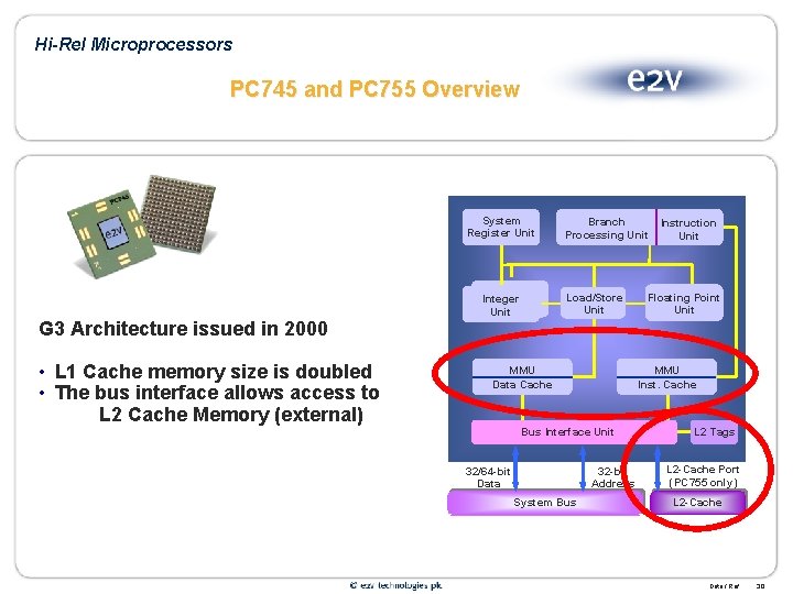 Hi-Rel Microprocessors PC 745 and PC 755 Overview System Register Unit G 3 Architecture