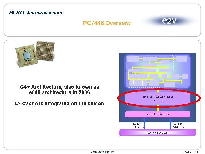 Hi-Rel Microprocessors PC 7448 Overview G 4+ Architecture, also known as e 600 architecture