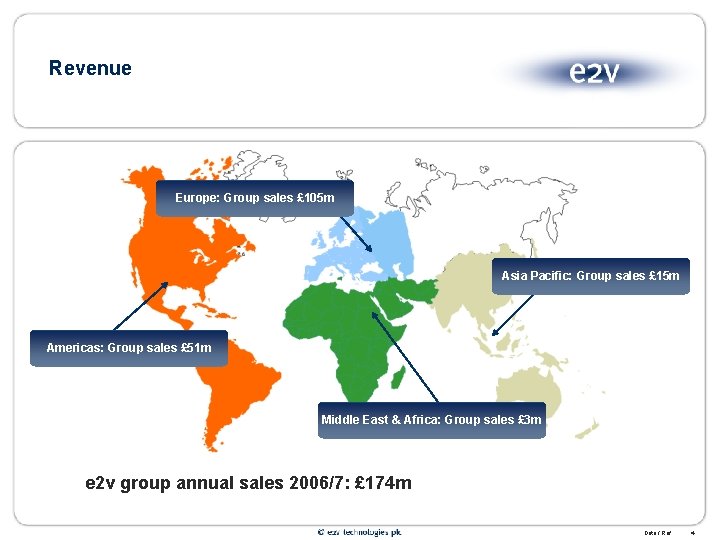 Revenue Europe: Group sales £ 105 m Asia Pacific: Group sales £ 15 m