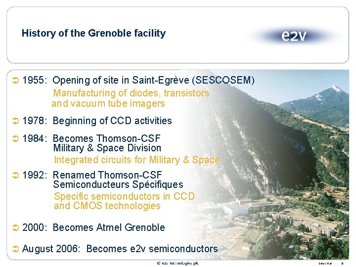 History of the Grenoble facility Ü 1955: Opening of site in Saint-Egrève (SESCOSEM) Manufacturing