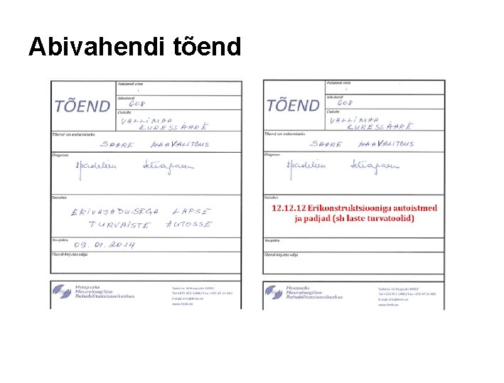 Abivahendi tõend 