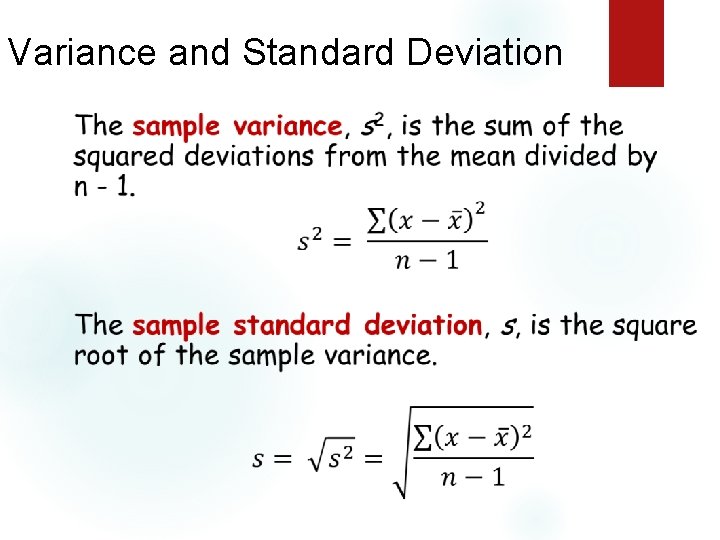 Variance and Standard Deviation 
