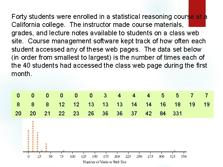 Forty students were enrolled in a statistical reasoning course at a California college. The