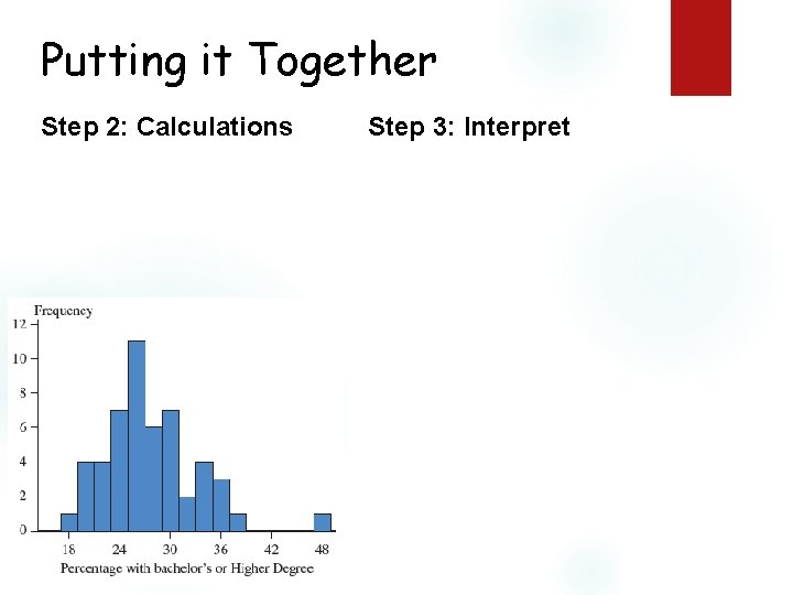 Putting it Together Step 2: Calculations Step 3: Interpret 