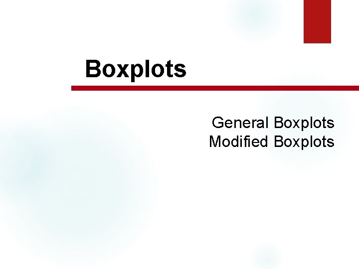 Boxplots General Boxplots Modified Boxplots 