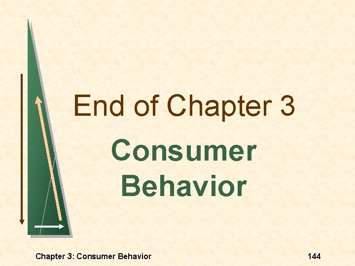End of Chapter 3 Consumer Behavior Chapter 3: Consumer Behavior 144 