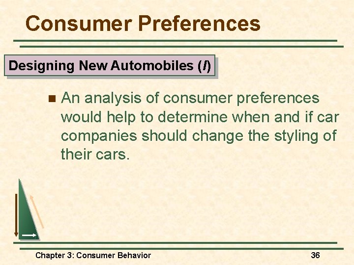 Consumer Preferences Designing New Automobiles (I) n An analysis of consumer preferences would help