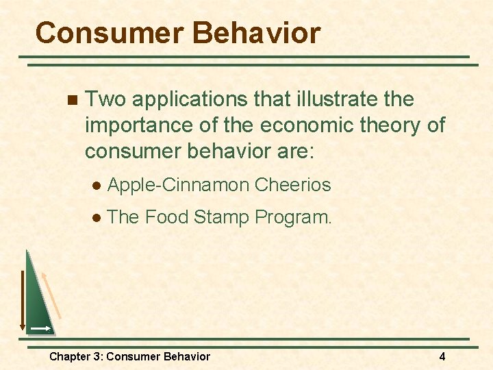 Consumer Behavior n Two applications that illustrate the importance of the economic theory of