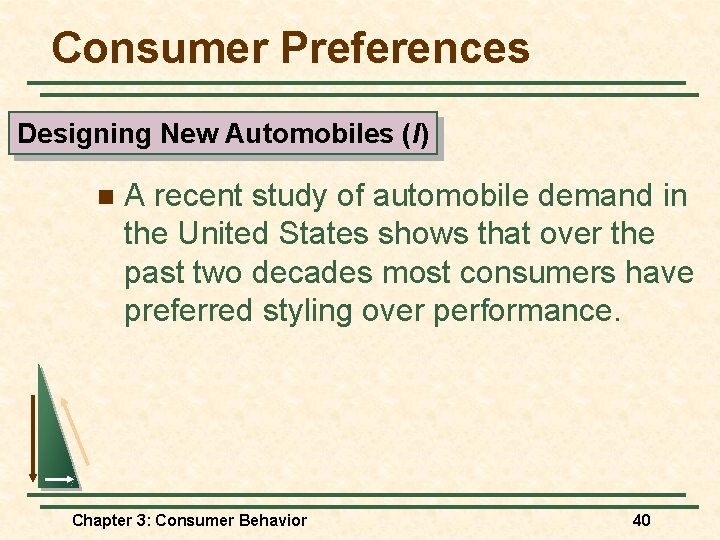 Consumer Preferences Designing New Automobiles (I) n A recent study of automobile demand in