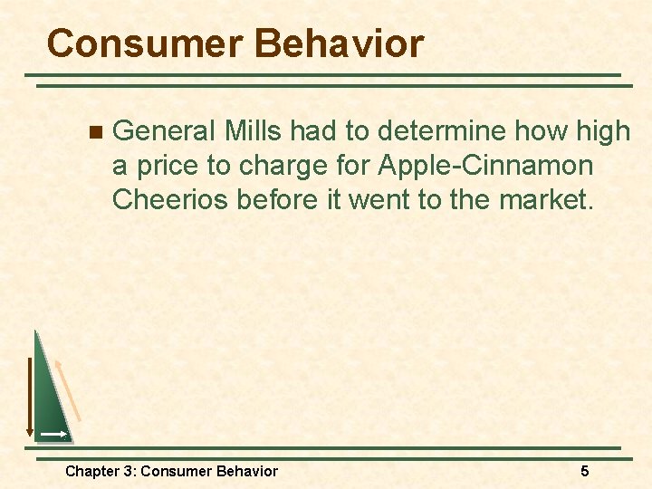 Consumer Behavior n General Mills had to determine how high a price to charge