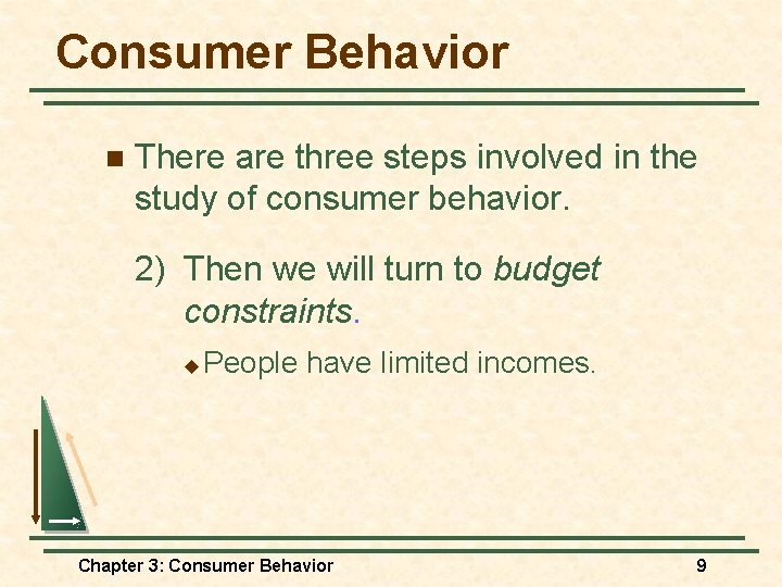 Consumer Behavior n There are three steps involved in the study of consumer behavior.