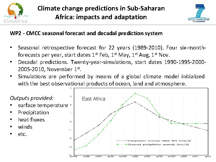 Climate change predictions in Sub-Saharan Africa: impacts and adaptation WP 2 - CMCC seasonal