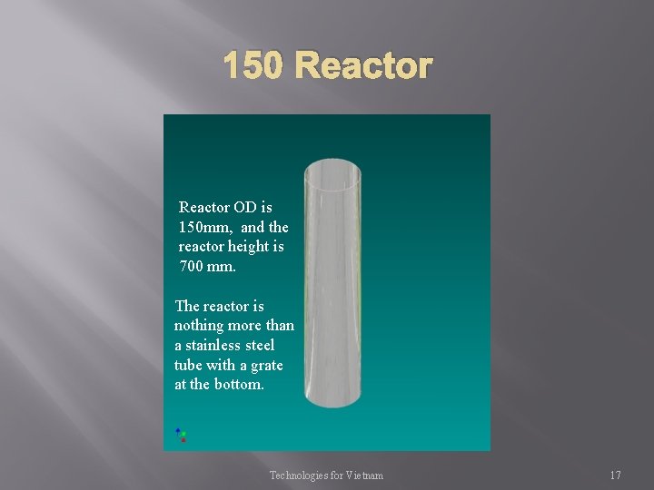 150 Reactor OD is 150 mm, and the reactor height is 700 mm. The