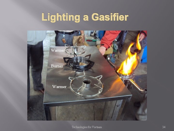 Lighting a Gasifier Warmer Burner Warmer Technologies for Vietnam 34 