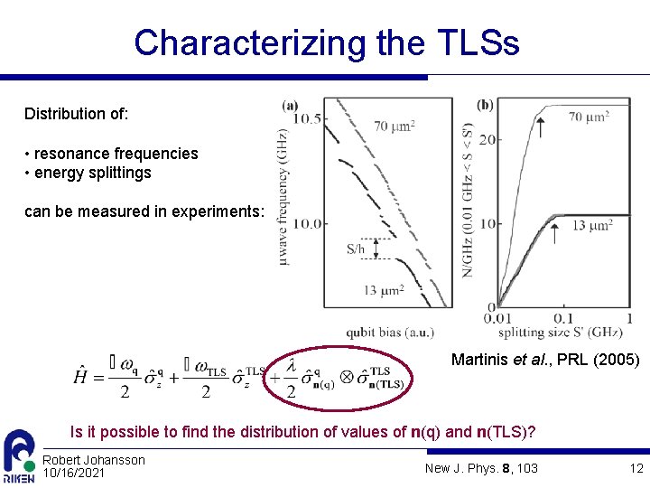 Characterizing the TLSs Distribution of: • resonance frequencies • energy splittings can be measured