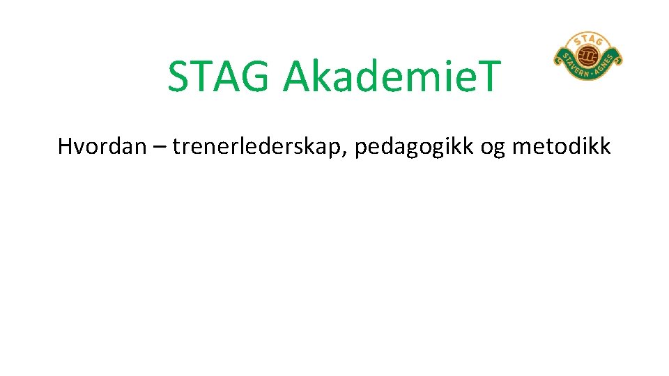 STAG Akademie. T Hvordan – trenerlederskap, pedagogikk og metodikk 