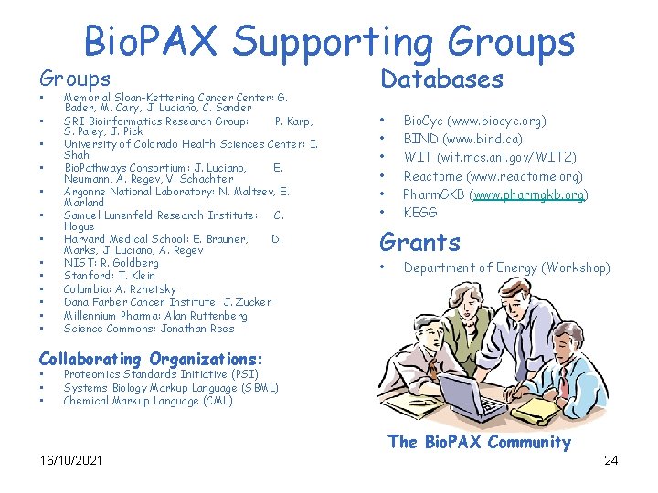 Bio. PAX Supporting Groups Databases • • • • • Memorial Sloan-Kettering Cancer Center:
