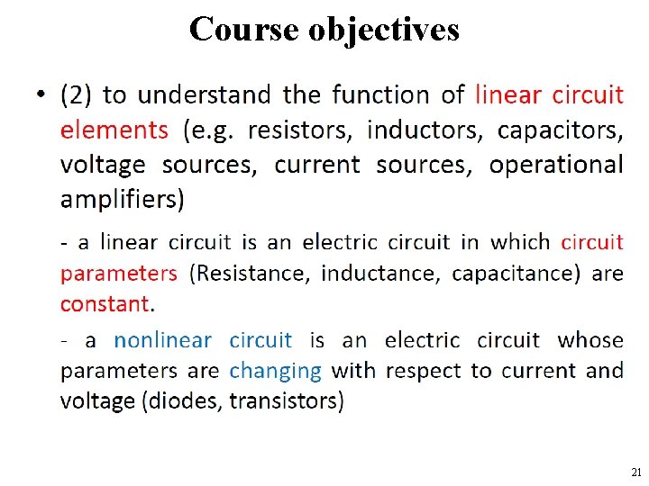 Course objectives 21 