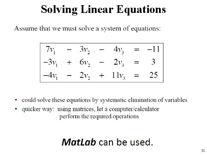 Solving Linear Equations 31 