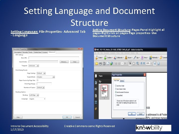 Setting Language and Document Structure Setting Language: File-Properties- Advanced Tab - Language Intro to