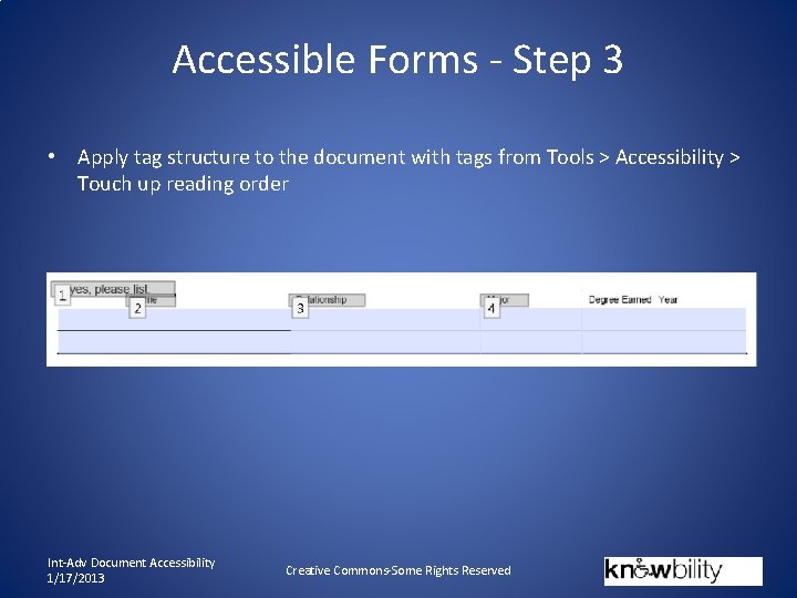 Accessible Forms - Step 3 • Apply tag structure to the document with tags