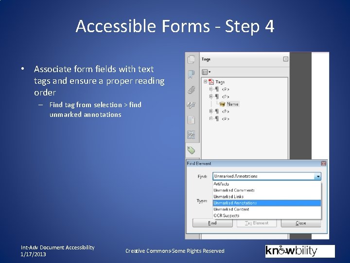 Accessible Forms - Step 4 • Associate form fields with text tags and ensure