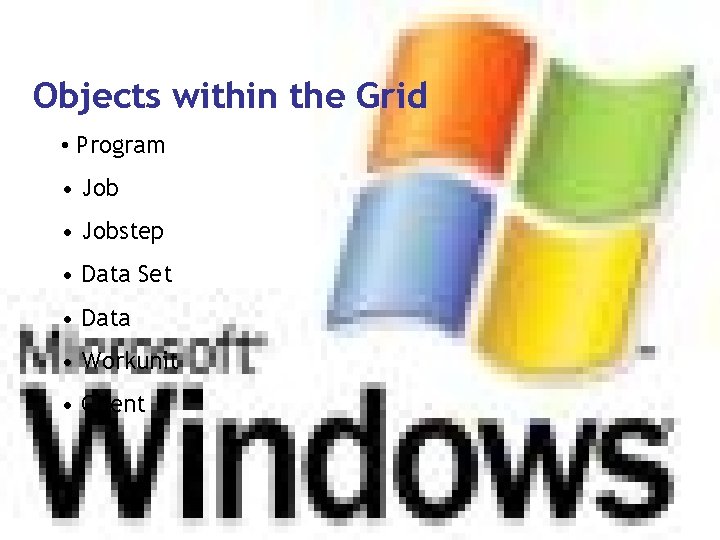 Objects within the Grid • Program • Jobstep • Data Set • Data •