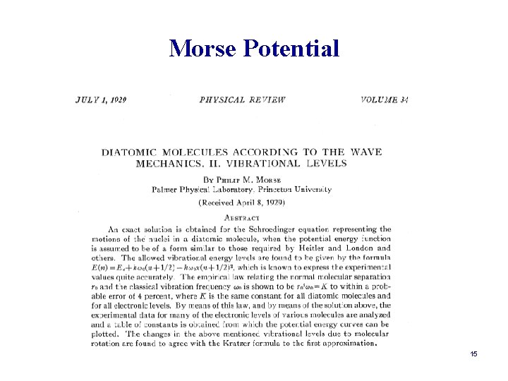 Morse Potential 15 