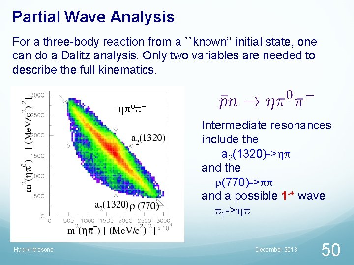 Partial Wave Analysis For a three-body reaction from a ``known’’ initial state, one can