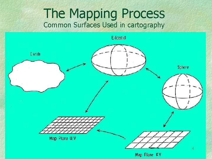 The Mapping Process Common Surfaces Used in cartography 4 