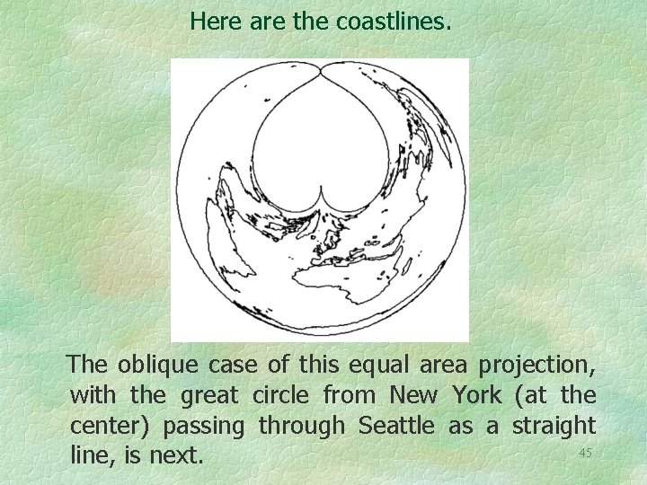 Here are the coastlines. The oblique case of this equal area projection, with the