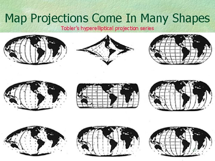 Map Projections Come In Many Shapes Tobler’s hyperelliptical projection series 47 
