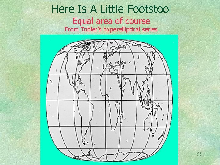 Here Is A Little Footstool Equal area of course From Tobler’s hyperelliptical series 53