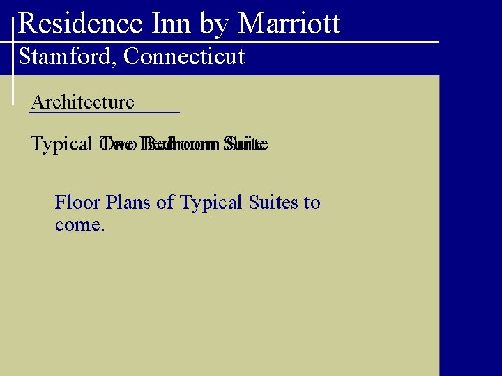 Residence Inn by Marriott Stamford, Connecticut Architecture Typical Two One Bedroom Suite Floor Plans