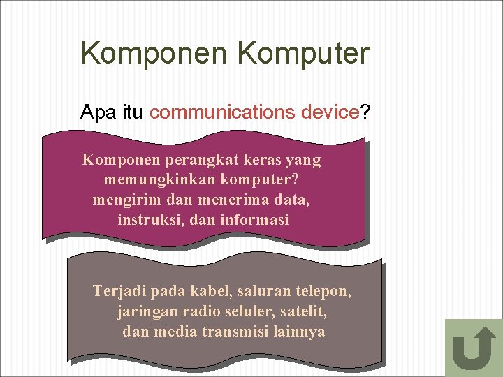 Komponen Komputer Apa itu communications device? Komponen perangkat keras yang memungkinkan komputer? mengirim dan