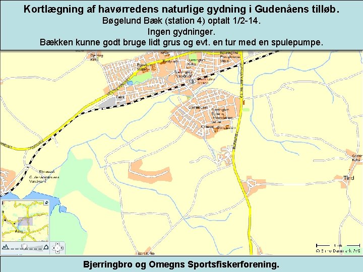 Kortlægning af havørredens naturlige gydning i Gudenåens tilløb. Bøgelund Bæk (station 4) optalt 1/2