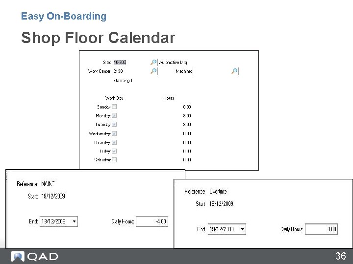 Easy On-Boarding Shop Floor Calendar 36 