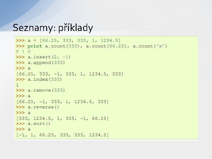 Seznamy: příklady 