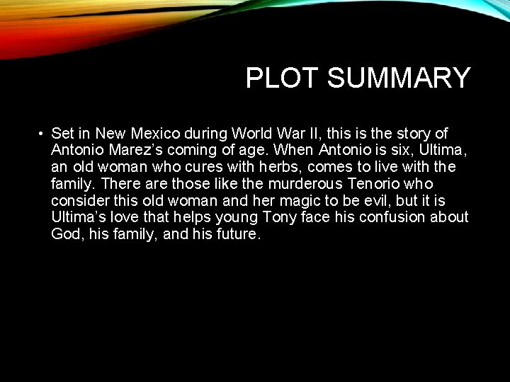 PLOT SUMMARY • Set in New Mexico during World War II, this is the