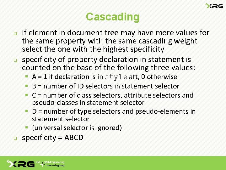 Cascading q q if element in document tree may have more values for the